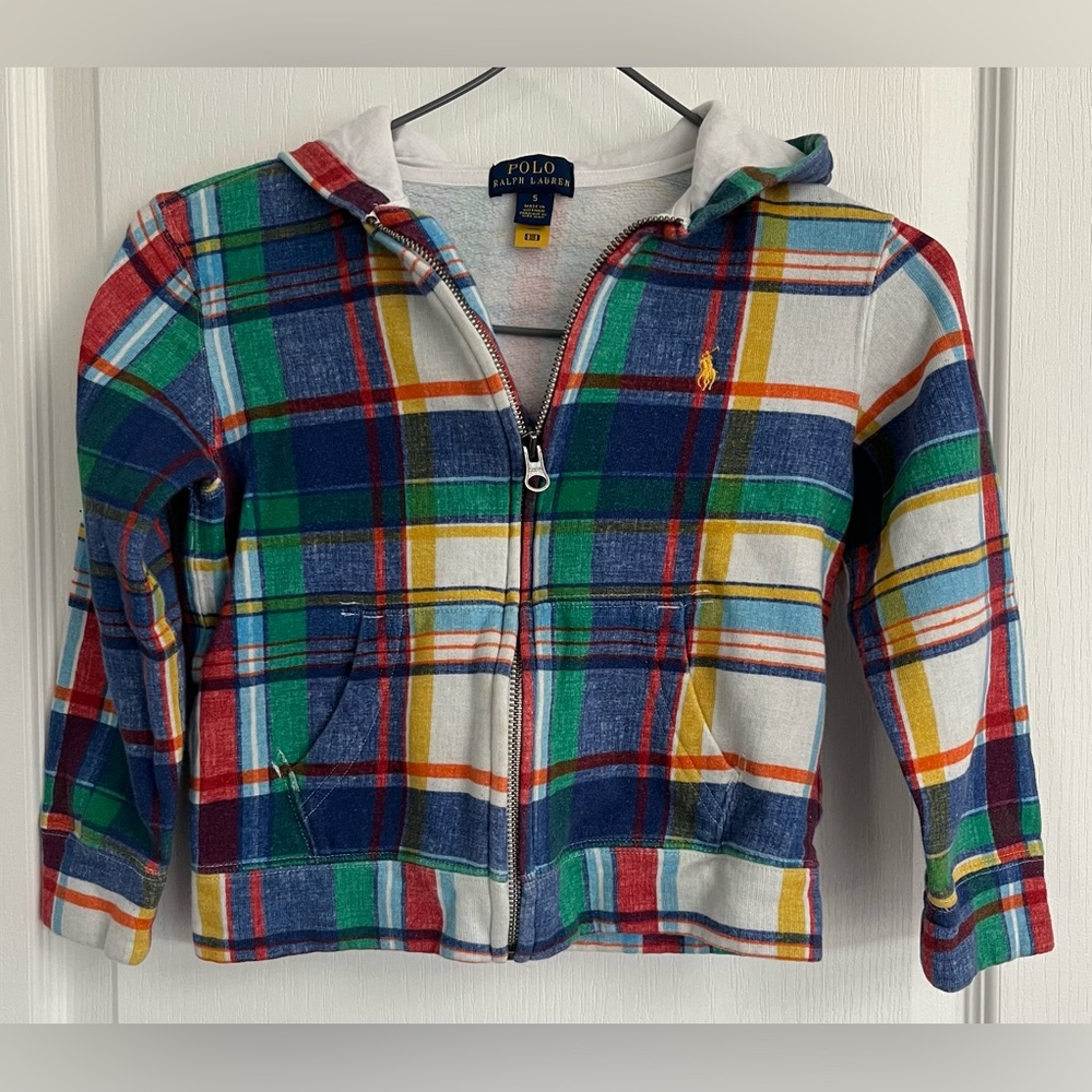 Polo by Ralph Lauren Kids Madras-Print Hoodie Size 5